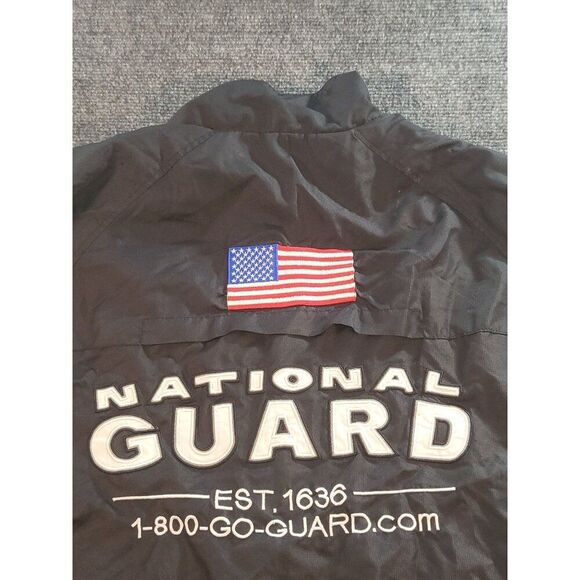 Vintage National Guard Windbreaker Jacket Men Sz L Full Zip Black Mesh Military - Picture 8 of 8